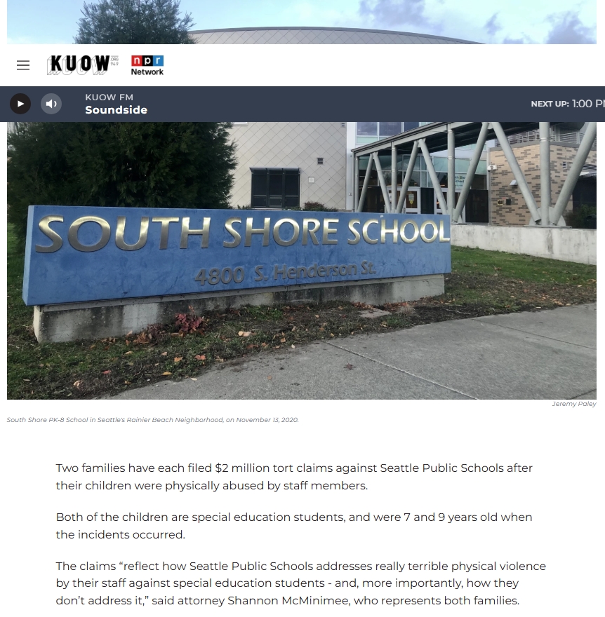 Sign for South Shore School located at 4800 S Henderson St, with a modern building in the background.